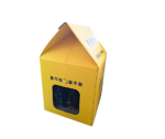Casa Caja De Carton Con Rascador Para Gato Amarilla Con Catnip - Imagen 3